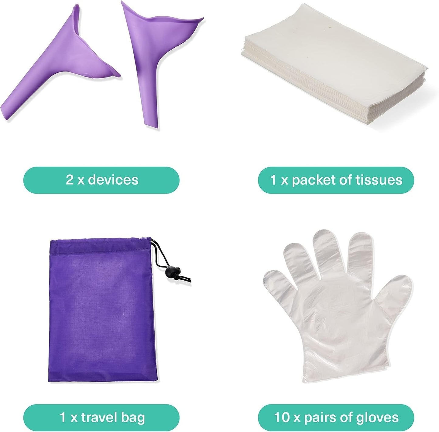 2 PCS Portable Female Urination Device, Reusable Silicone Female Urinal Standing