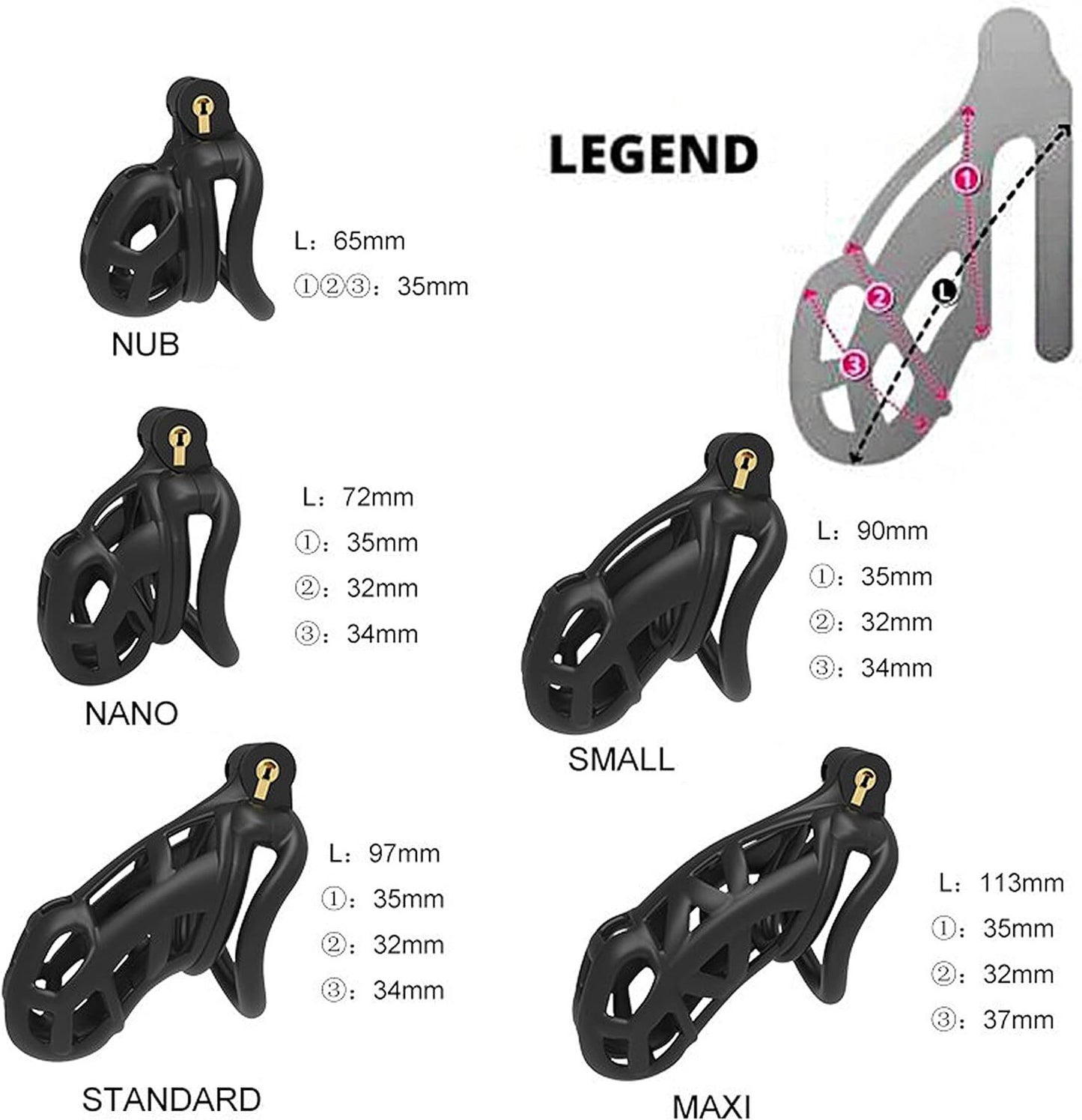 FYJENNICC Cobra 2.0 Male Chastity Device 4 Curved Arc Rings Black Various Sizes