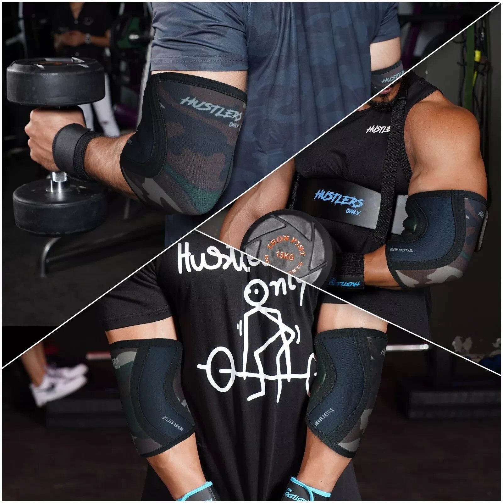 Hustlers Only Elbow Sleeves Weightlifting 5mm Neoprene Compression Elbow Braces