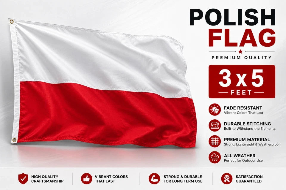 LARGE 5ft x 3ft Poland Polish Polska Flag Football Olympic Supporter Europe Fans