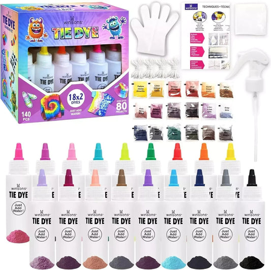 WINSONS 18x2 - Color Tie Dye Party Kit – Fun DIY Fabric Dye Set for Creative Art