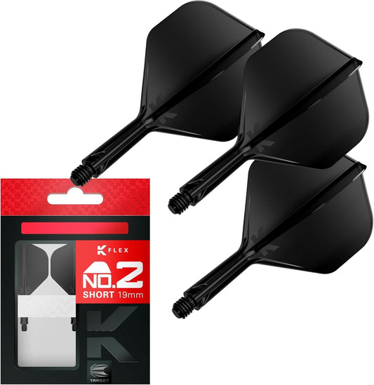 Target Darts K-Flex Flight System No2 Standard  - Black - Short - 19mm