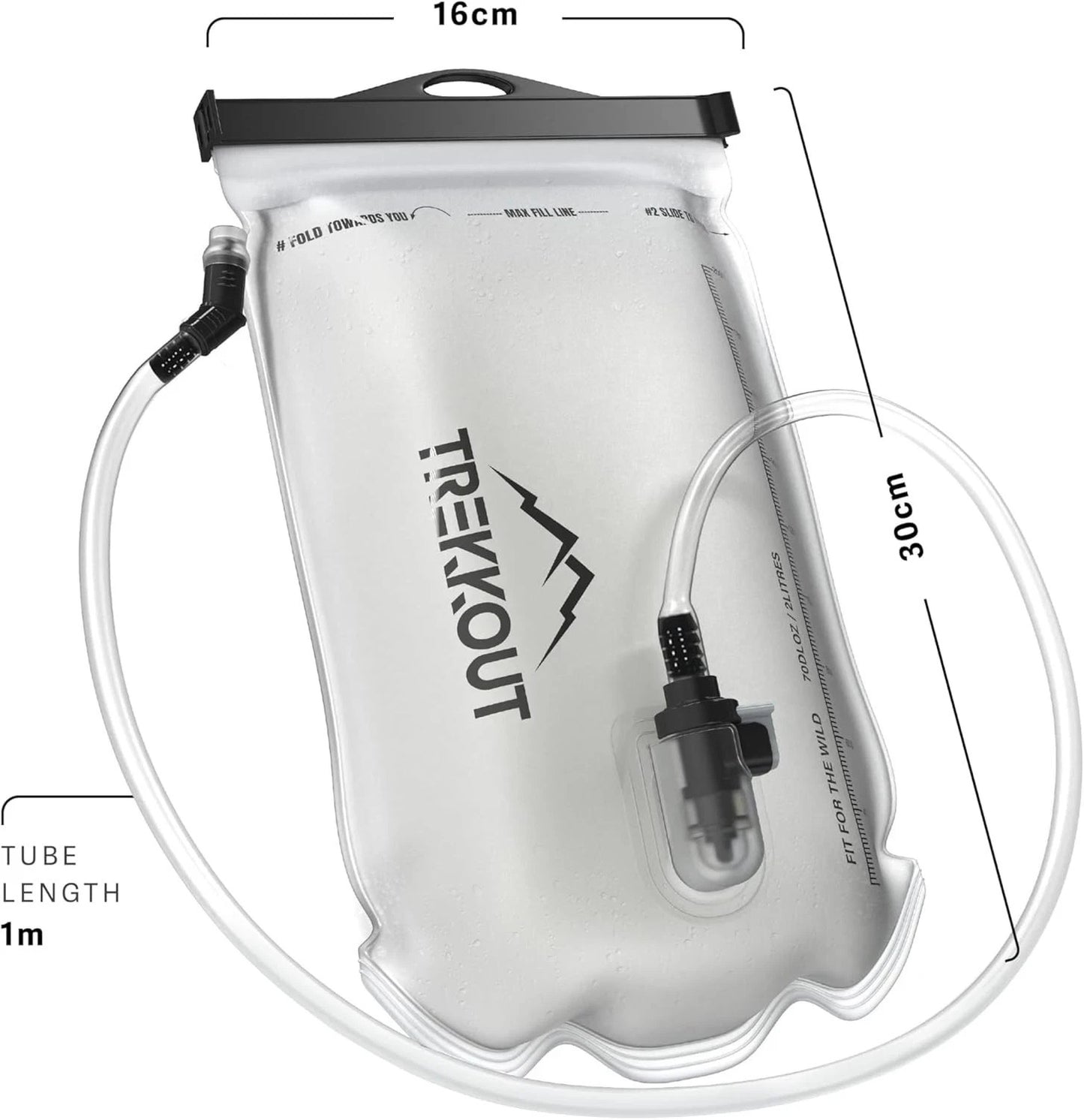 TREKKOUT Hydration Bladder | 2L Water Bladder with BPA-Free Food-Grade TPU Hydra