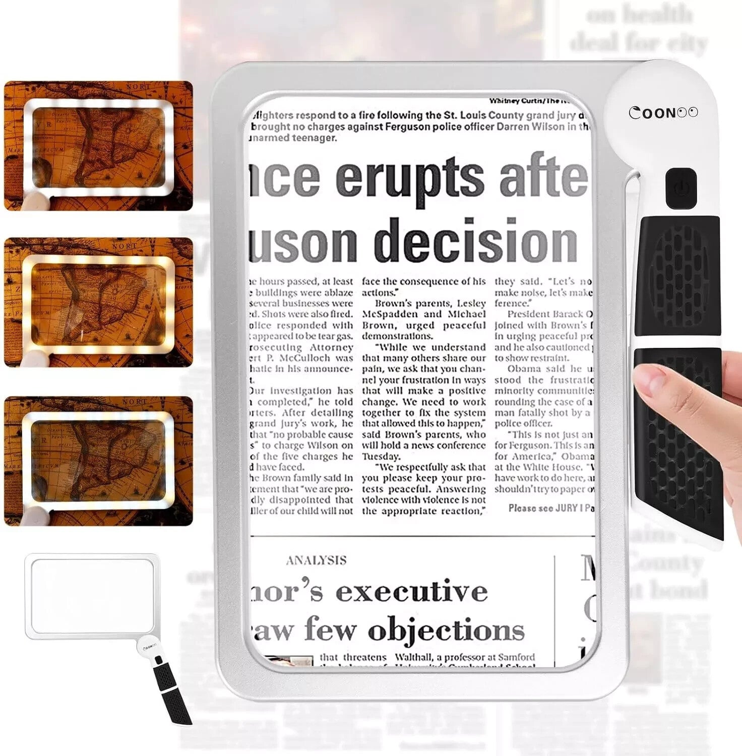 COONOO Magnifying Glass with Light for Close Work Reading 5X Folding