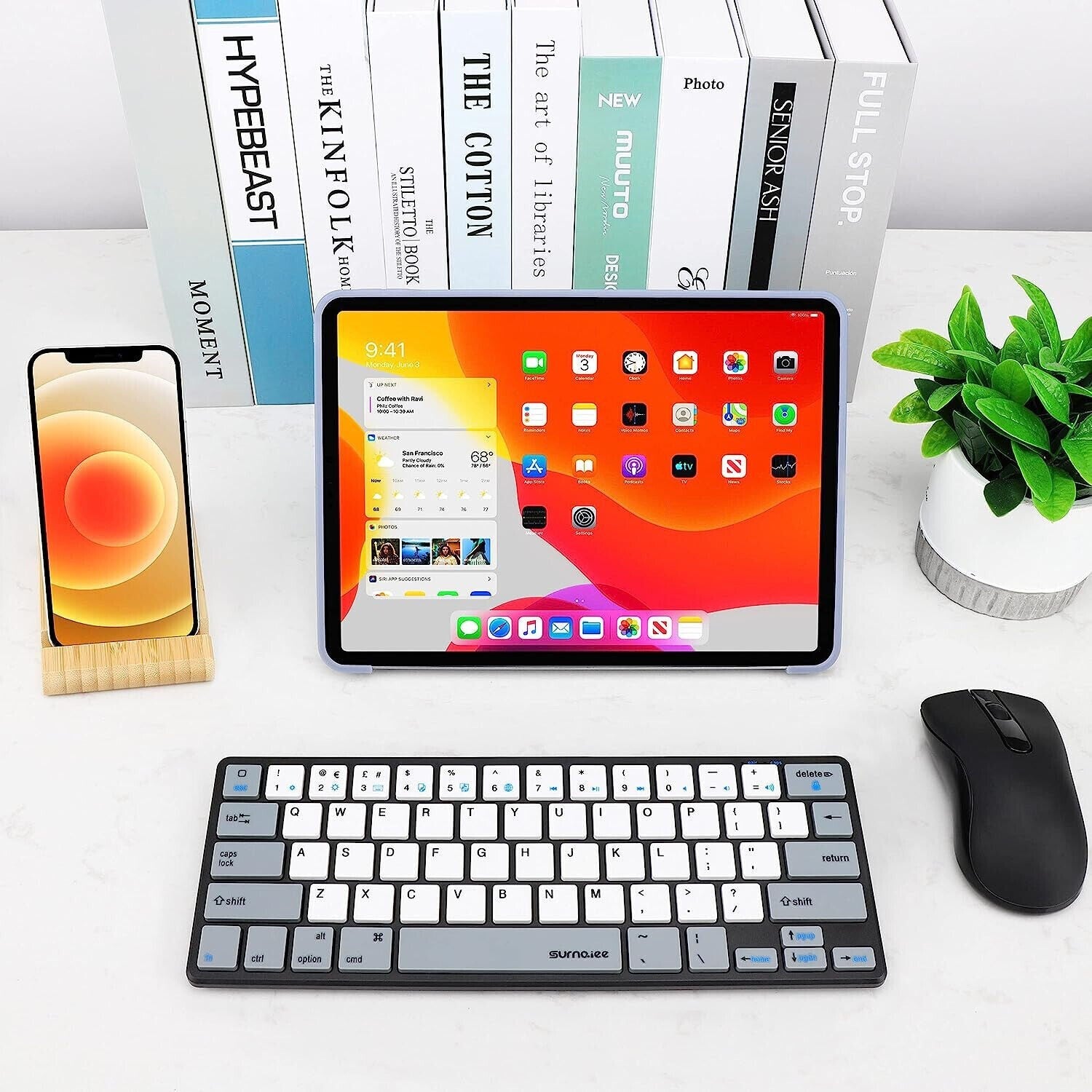 Wireless Bluetooth Keyboard 64-Key Bluetooth 60% Compact Type Portable SurnQiee