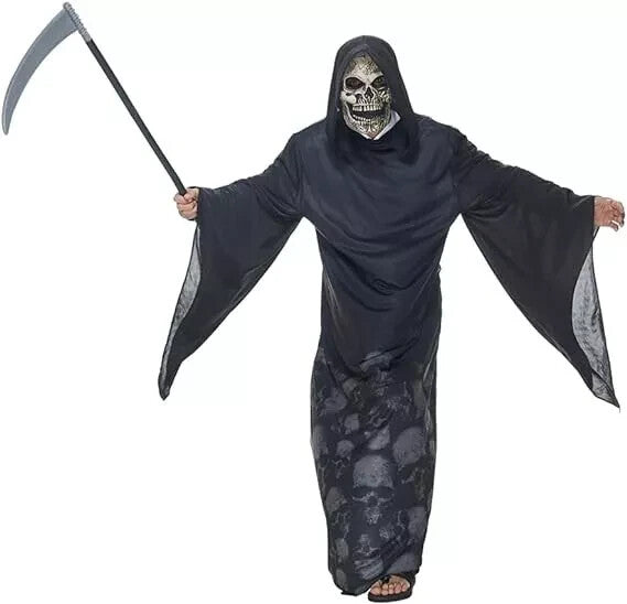 Adult Mens Grim Reaper Phantom Halloween Fancy Dress Costume Death Robe Outfit