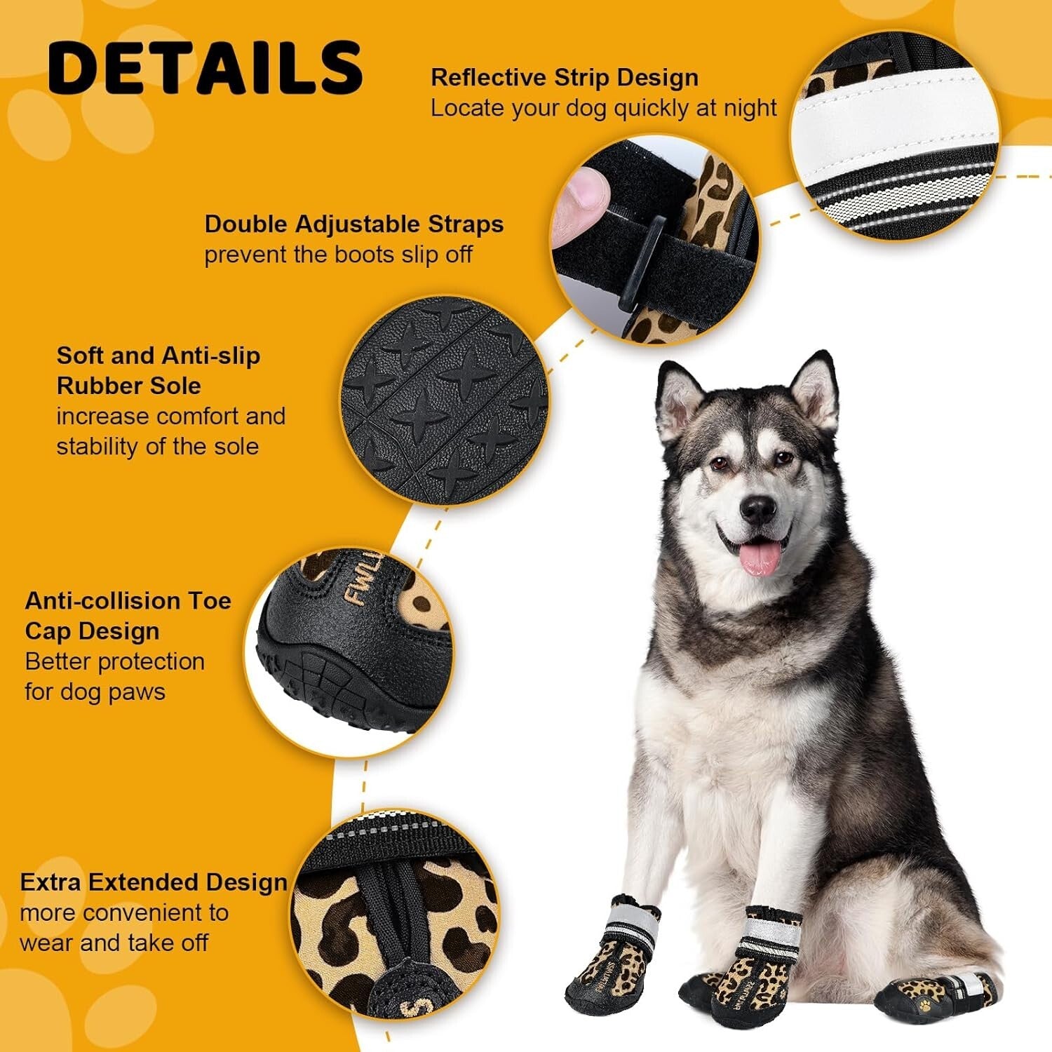 4x Anti-Slip Pet Boots Dog Rain Shoe Protective Rain Booties Socks Waterproof XL