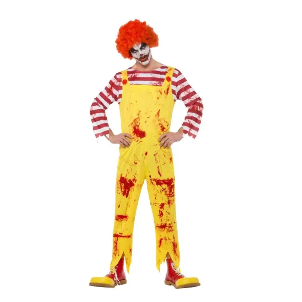 Ronald McDonald Killer Clown Halloween Scary Mens Clowns Fancy Dress Costume
