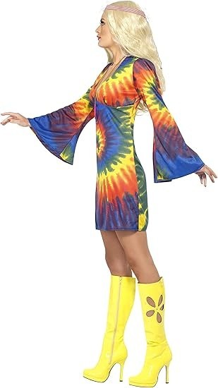 1960s Groovy Hippie Baby Fancy Dress Ladies Hippy Womens Costume 60s Outfit UK M