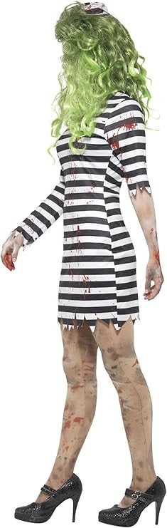 NEW Zombie Jail Bird with Dress & Hat Ladies Halloween Fancy Dress Costume - Med