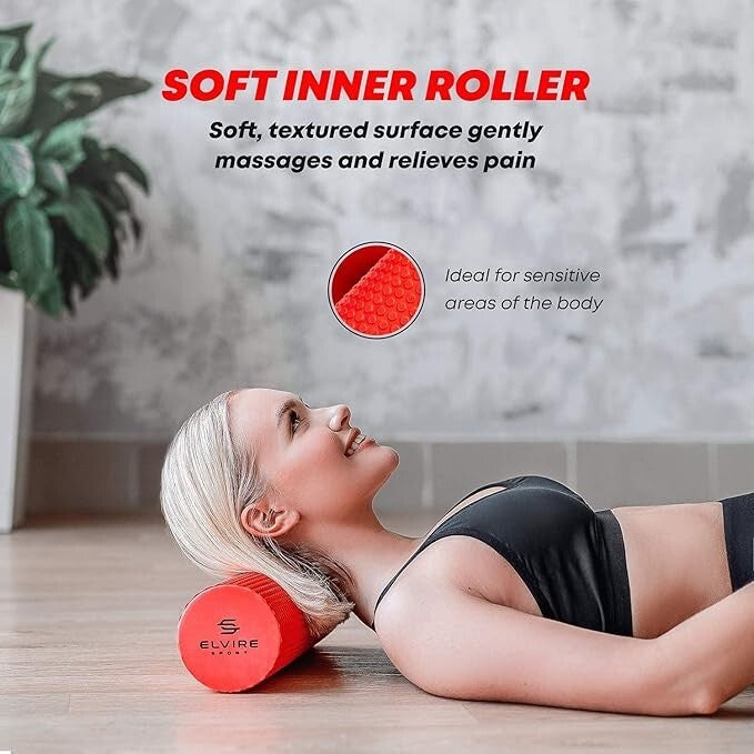 ELVIRE Foam Roller Deep Tissue Massager Set - Includes Rollers, Back Ball & More