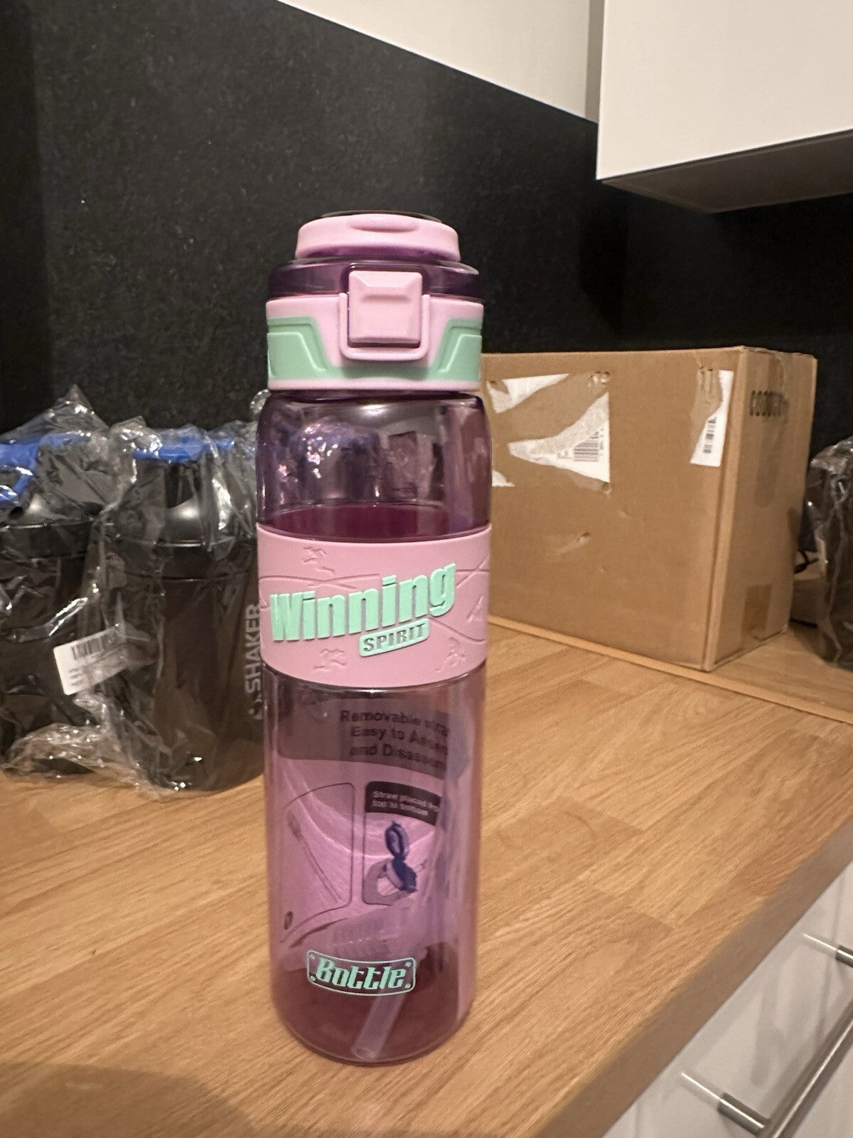 Sports 1 Litre Water Bottle 1000ml BPA Free Leak Proof Flip Lock Lid and straw