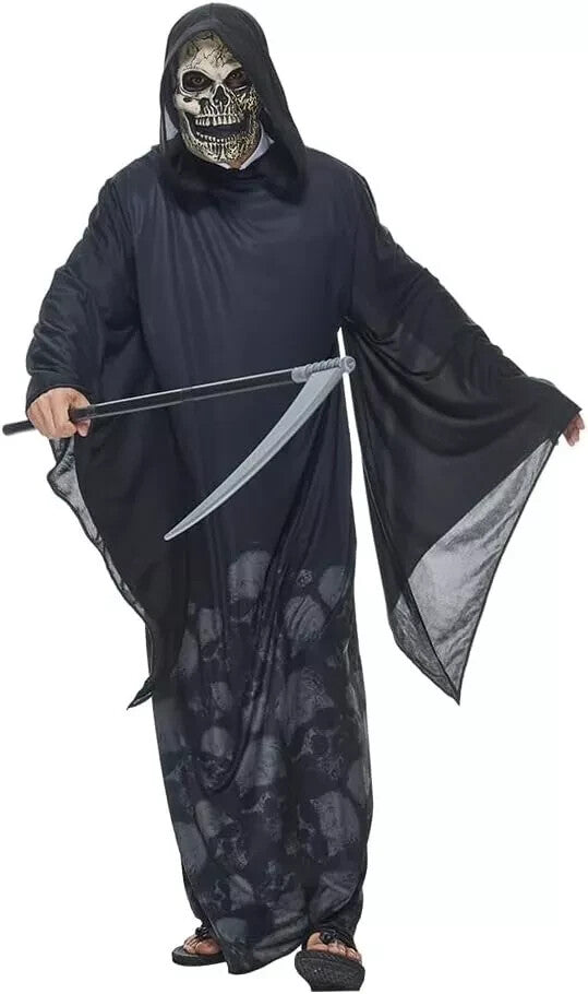 Adult Mens Grim Reaper Phantom Halloween Fancy Dress Costume Death Robe Outfit