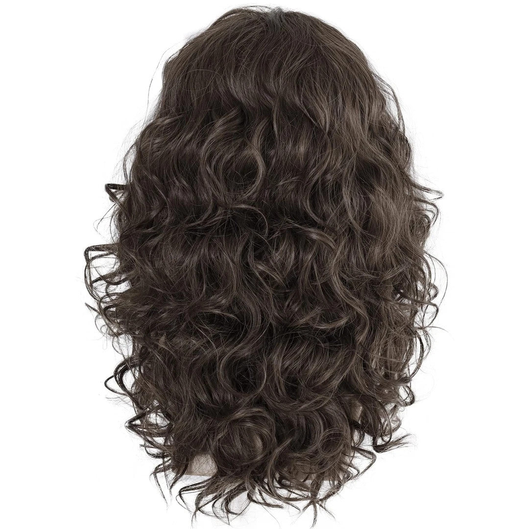 80/90S Wig For Eddie Munson Cosplay Heavy Punk Rocker Brown H7 Curly Long