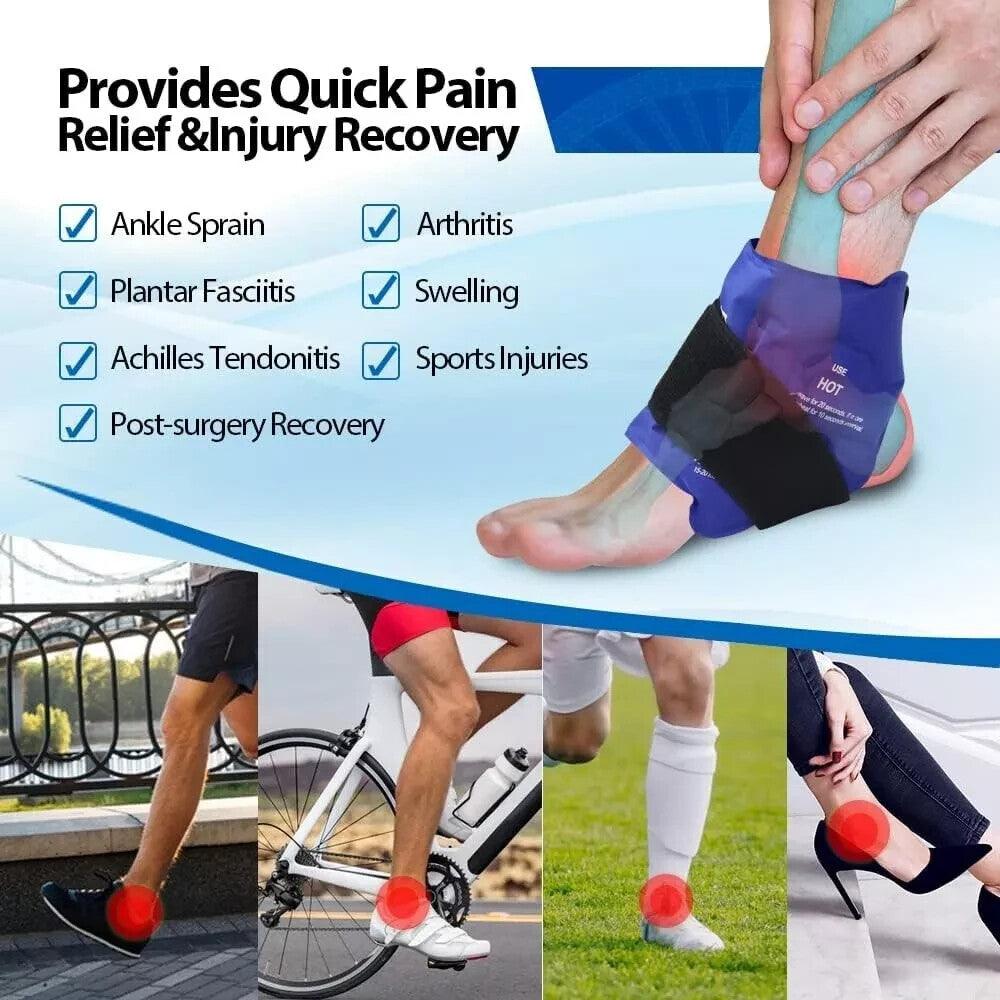 NEWGO ankle Ice Pack Wrap for Injuries Reusable Hot Cold Therapy Sprained