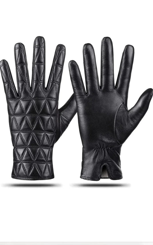kebesu Ladies Warm Winter Genuine Leather Cashmere Lined Touch screen Gloves M