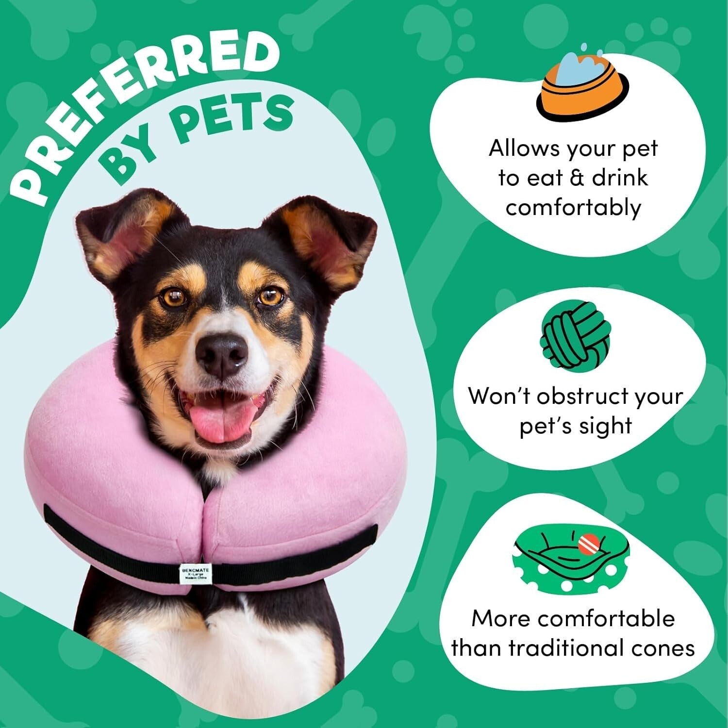 XL Inflatable Dog Cone Elizabethan Dog Doughnut Recovery Collars 4 After Surgery
