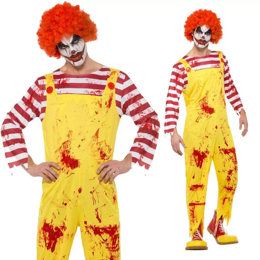 Ronald McDonald Killer Clown Halloween Scary Mens Clowns Fancy Dress Costume