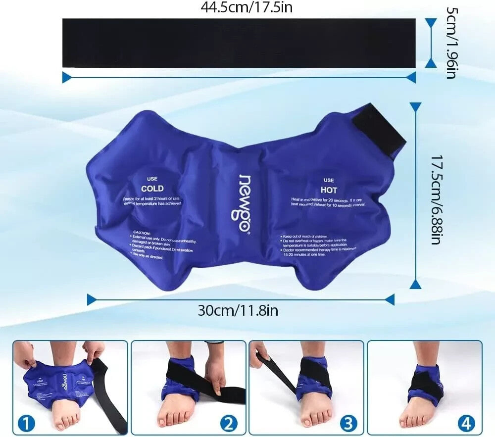 NEWGO ankle Ice Pack Wrap for Injuries Reusable Hot Cold Therapy Sprained