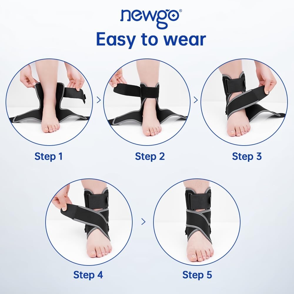 NEWGO Ankle Brace, Ankle Support Brace for Sprained Ankle with Plastic Support