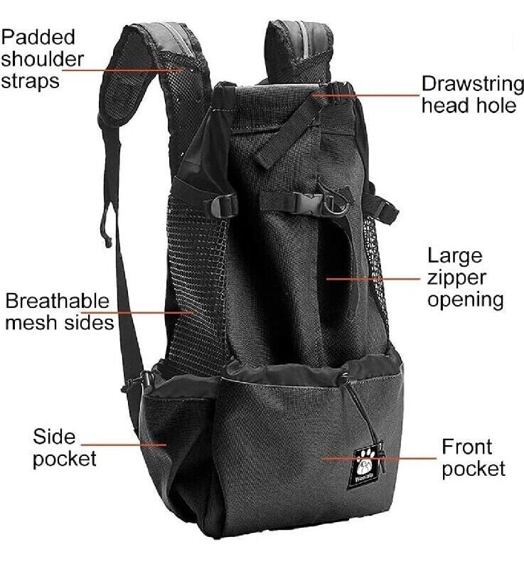 Small Dog Carrier Bag with Drawstring Head Out Design, Ventilated Pet Backpack