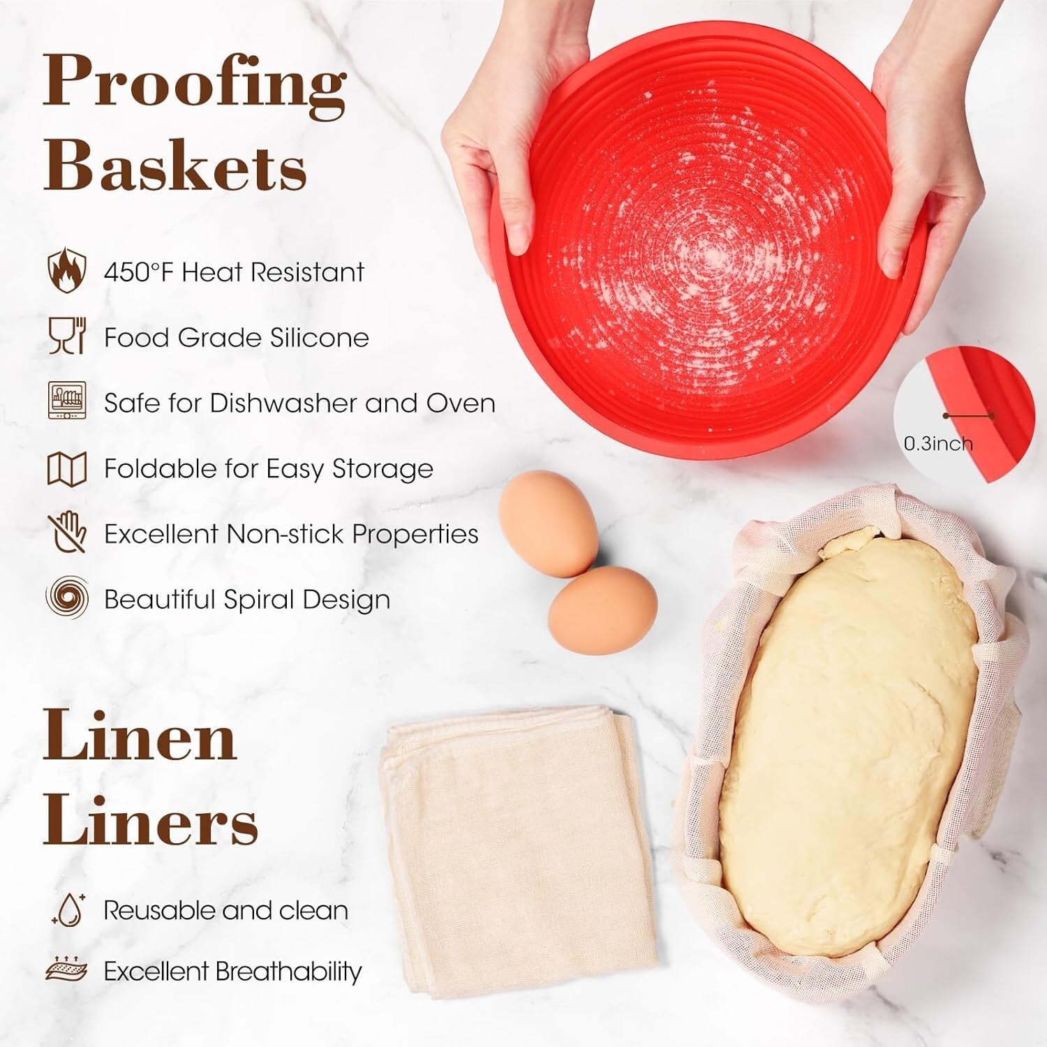 Sourdough Bread  Silicone Proving Basket Starter Kit - Fast Free Delivery