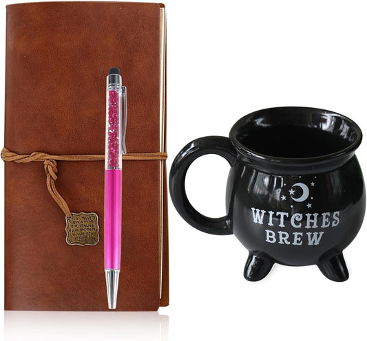 Witches Brew Mug + Leather Strapped Notebook + Crystal Ballpoint Pen RRP £21.99