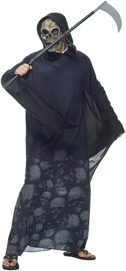 Adult Mens Grim Reaper Phantom Halloween Fancy Dress Costume Death Robe Outfit