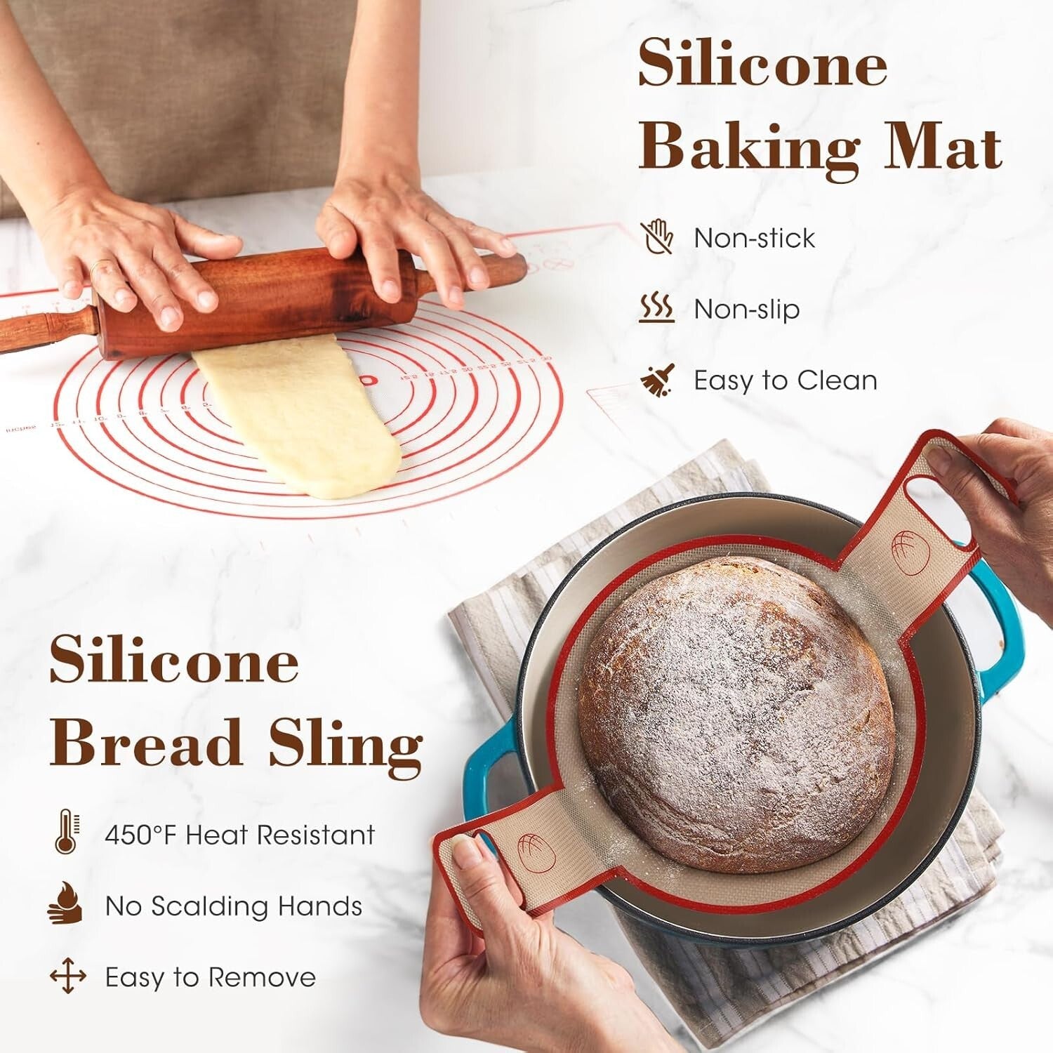 Sourdough Bread  Silicone Proving Basket Starter Kit - Fast Free Delivery