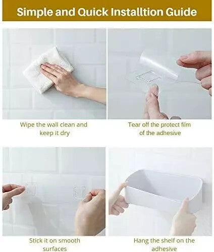 SUNFICON Adhesive Shower Caddy Basket Bathroom Shelf Organiser Wall Mounted Rack