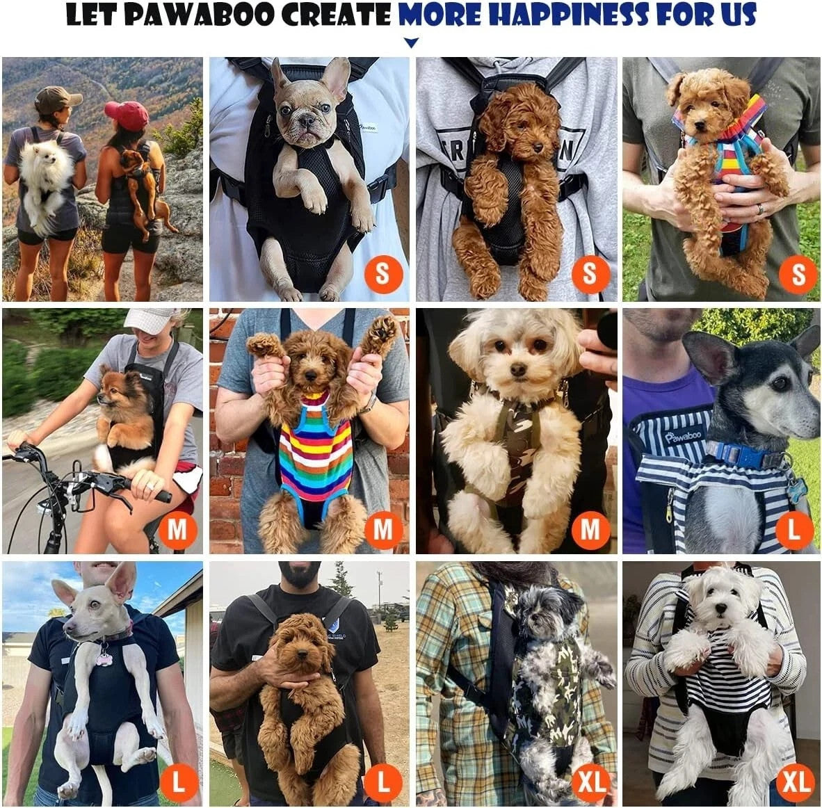 Pawaboo Pet Carrier Backpack, Adjustable Pet Front Cat Dog Carrier Backpack