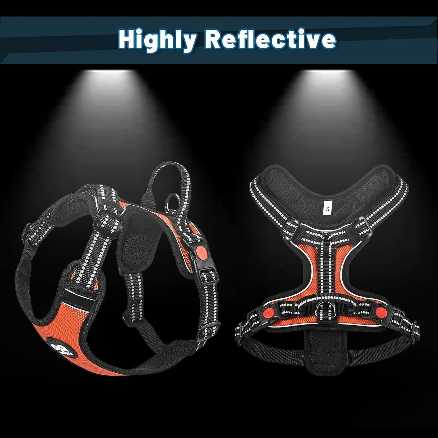 Roses&Poetry Dog Pet Harness Reflective No Pull Handle Adjustable
