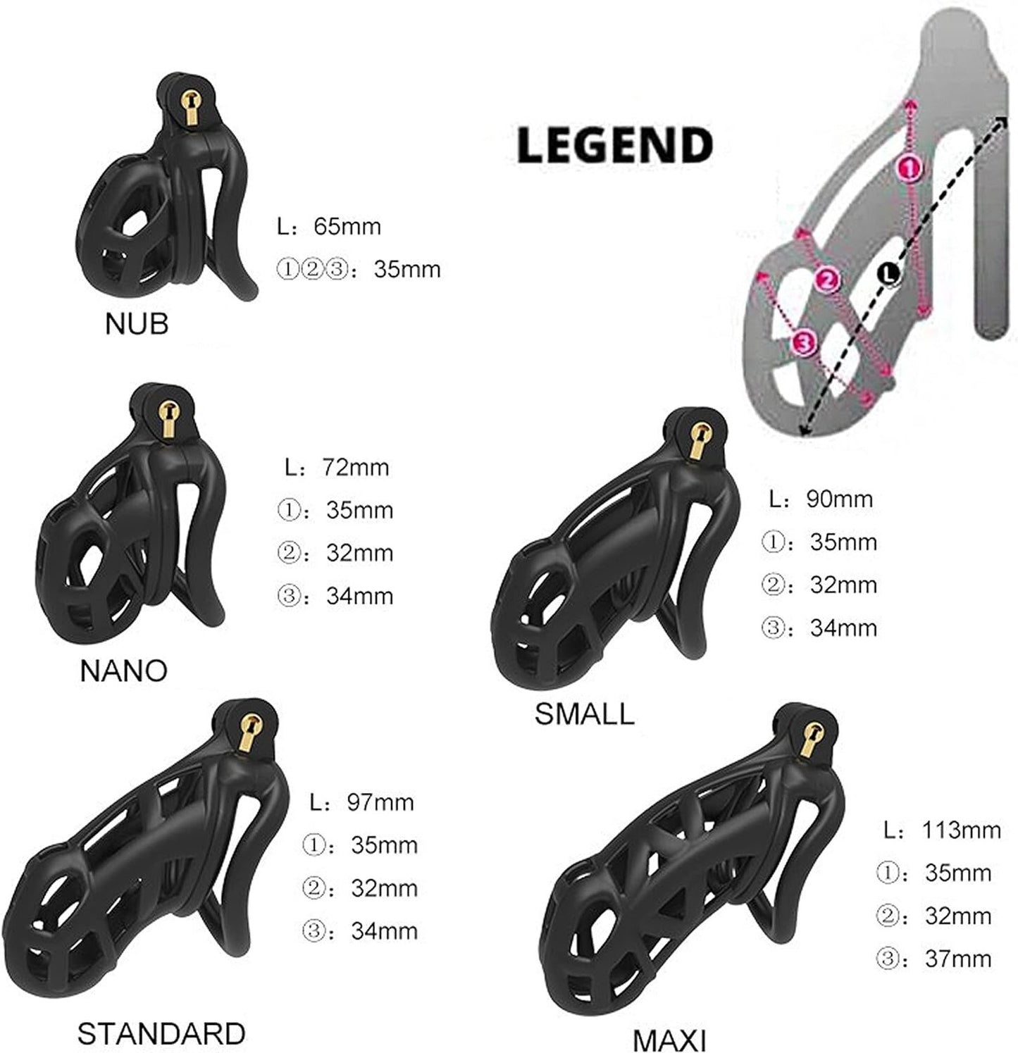 FYJENNICC Cobra 2.0 Male Chastity Device 4 Curved Arc Rings Black Various Sizes
