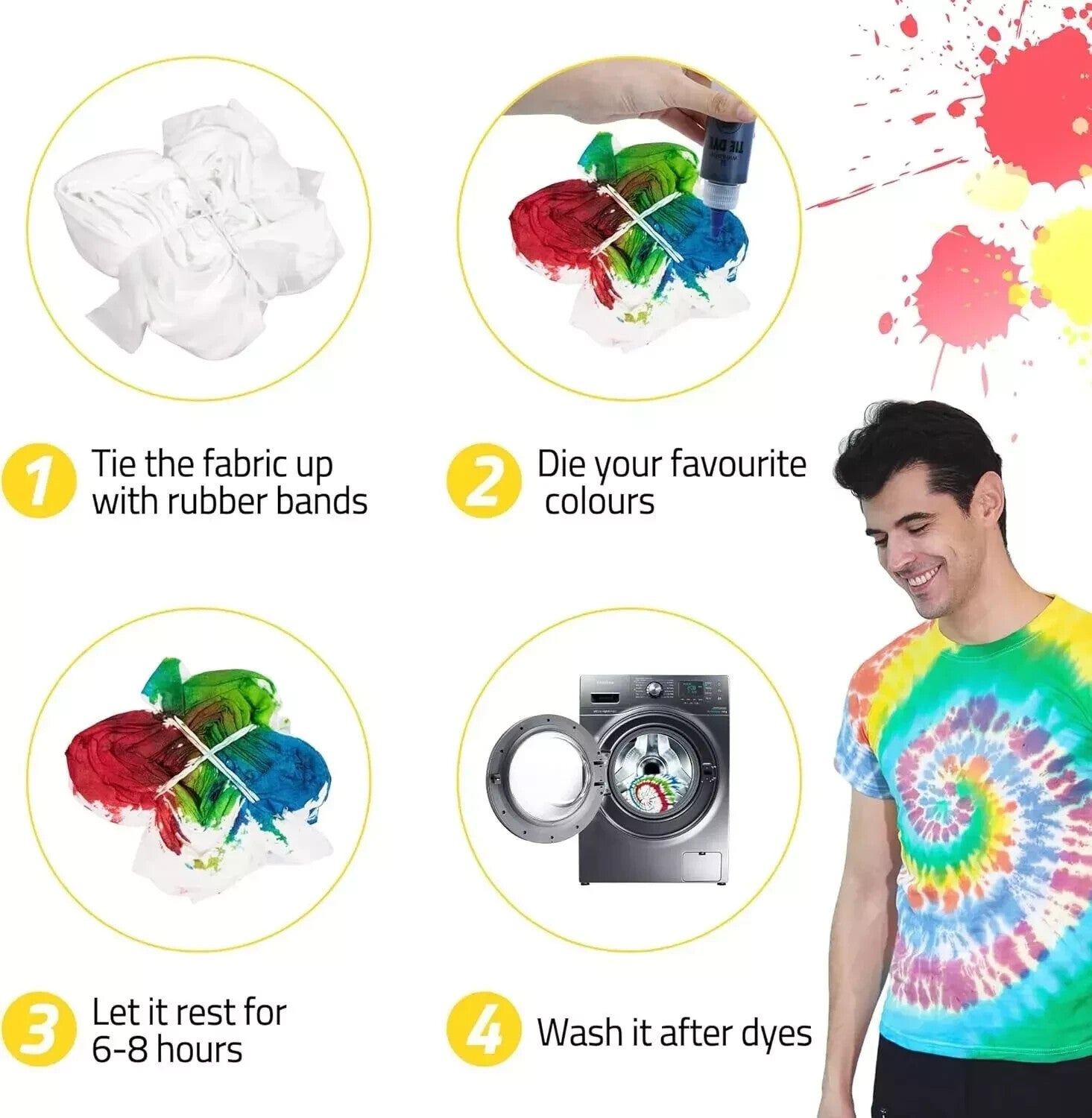 WINSONS 18x2 - Color Tie Dye Party Kit – Fun DIY Fabric Dye Set for Creative Art