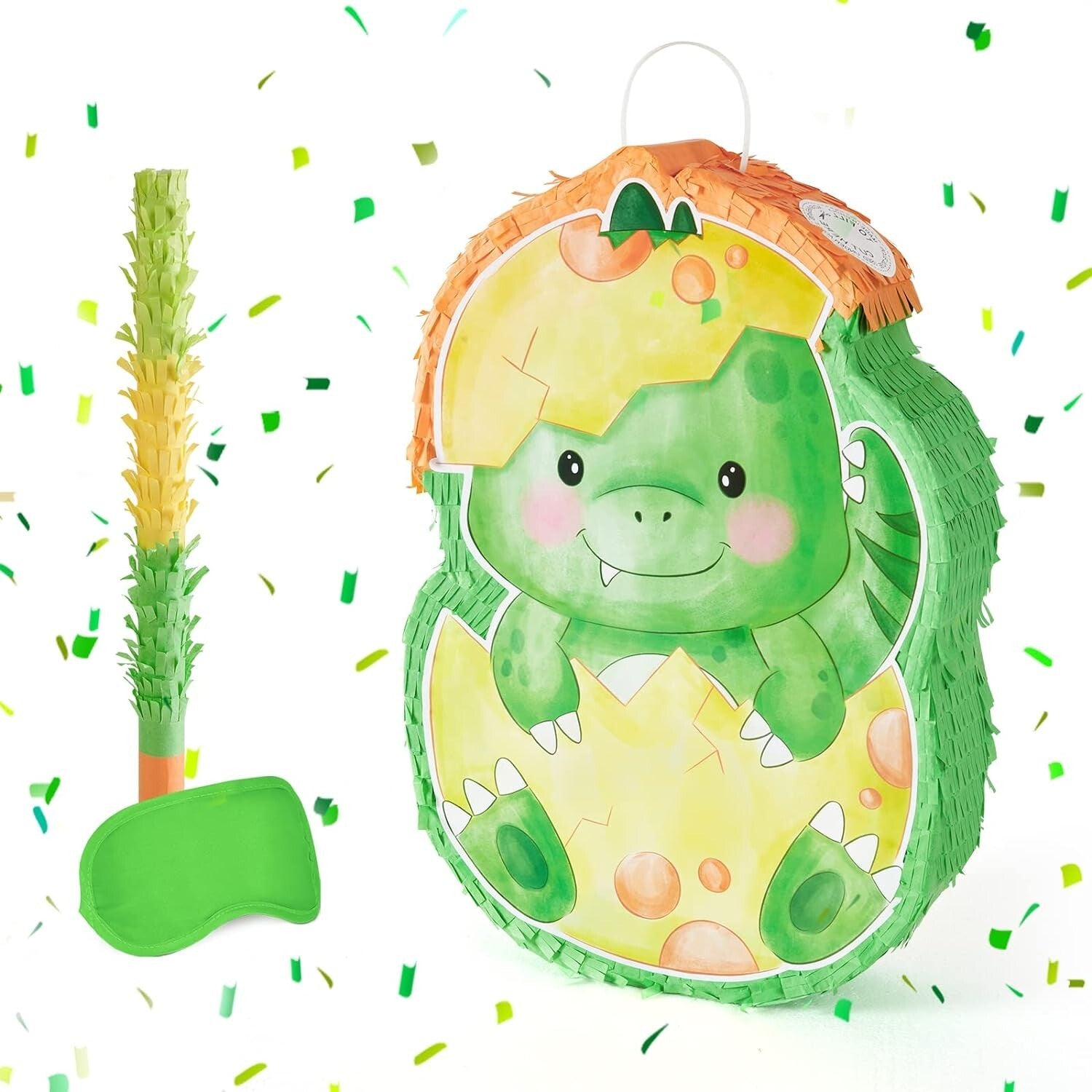 Dinosaur Egg Cardboard Pinata, Stick and Blindfold Set Party