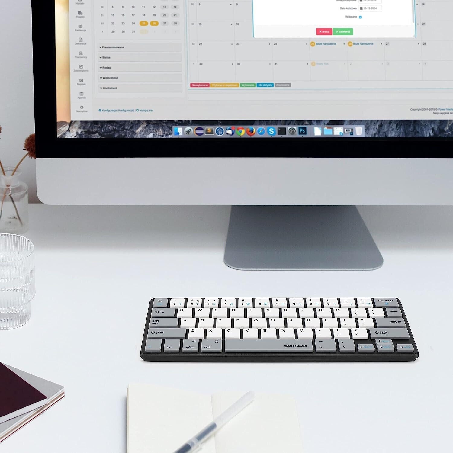 Wireless Bluetooth Keyboard 64-Key Bluetooth 60% Compact Type Portable SurnQiee