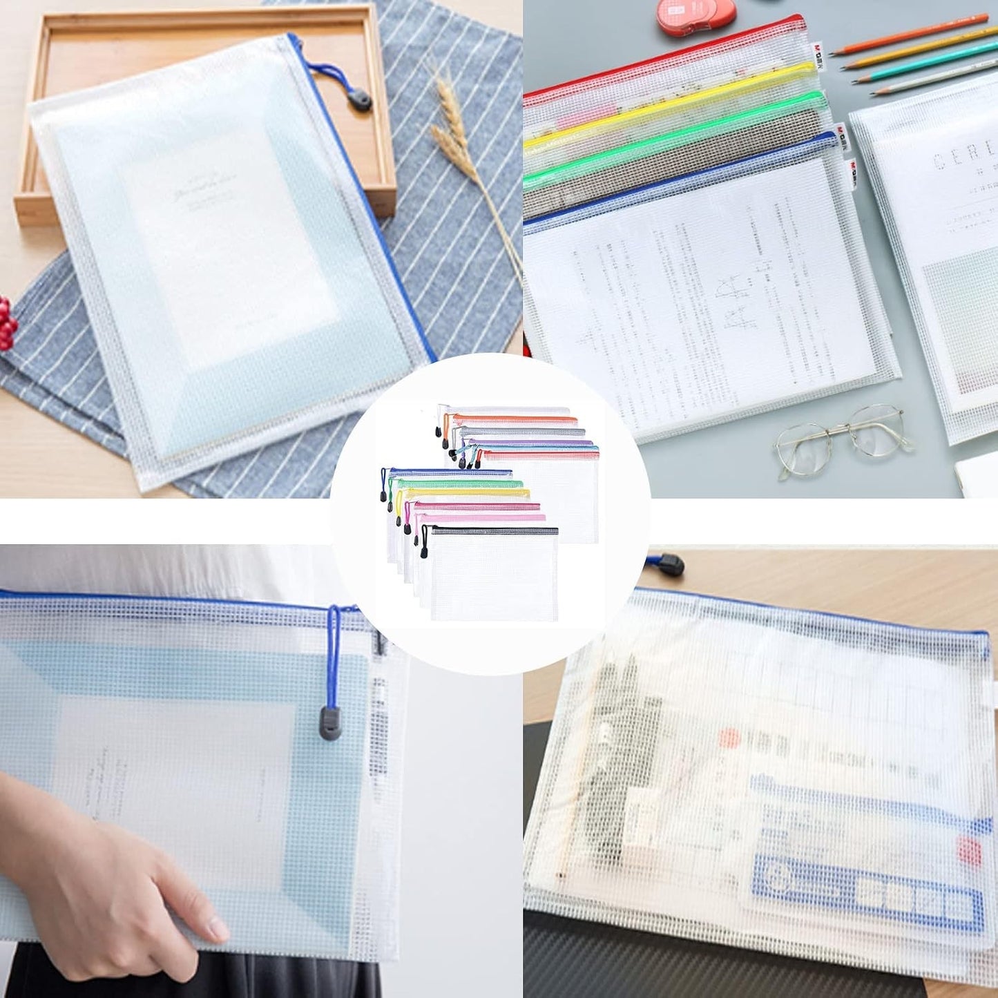 A4 Plastic Waterproof Document Wallets Files Folder Zip Lock Bags Pouch Office