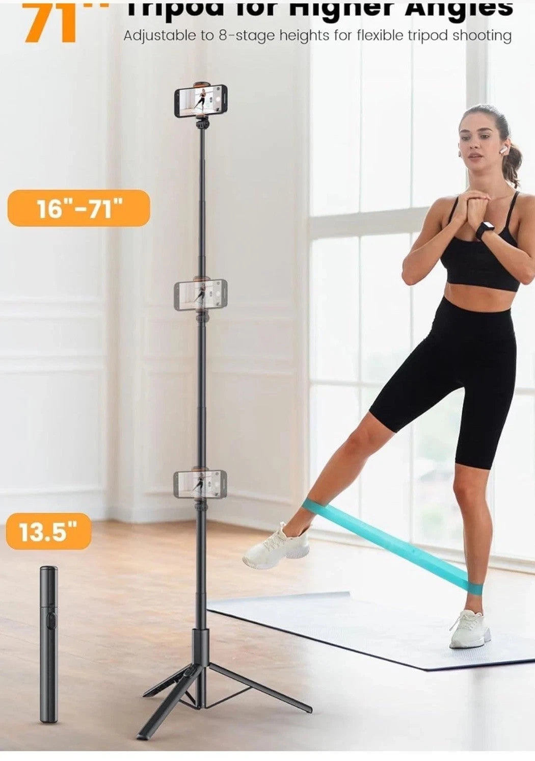 ANXRE 71"/180cm Phone Tripod Monopod, NT79 Extendable Selfie Stick 71"