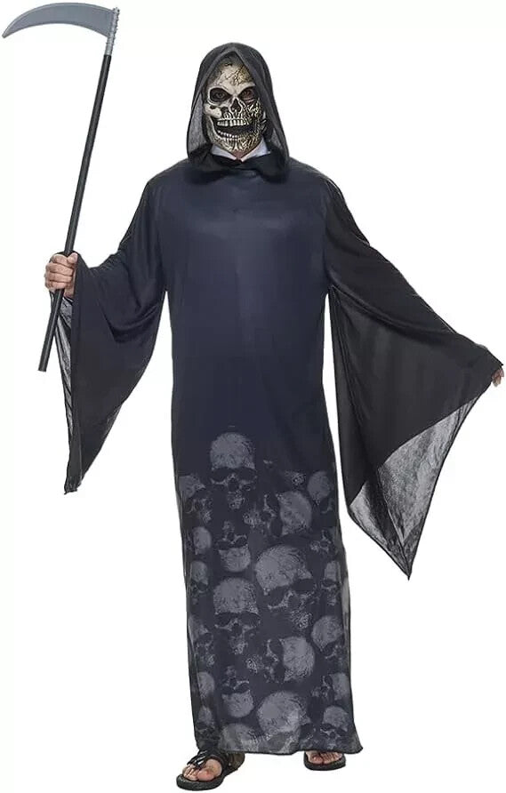 Adult Mens Grim Reaper Phantom Halloween Fancy Dress Costume Death Robe Outfit