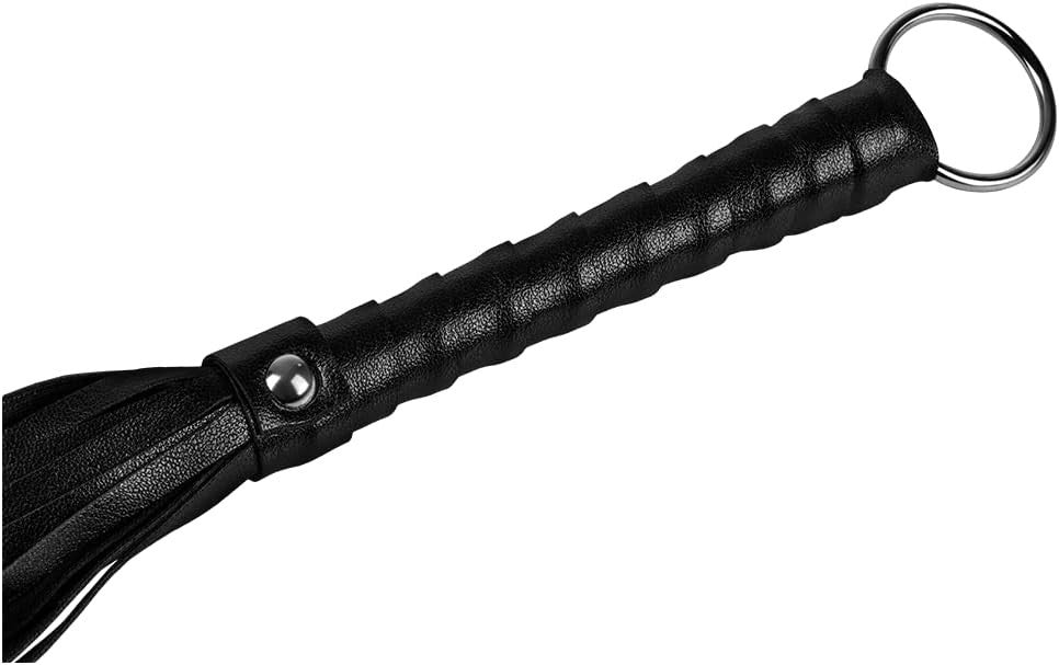 Sex Black PU Leather Long Tails Whip Paddle Spanking Slave For Couples Adult SM