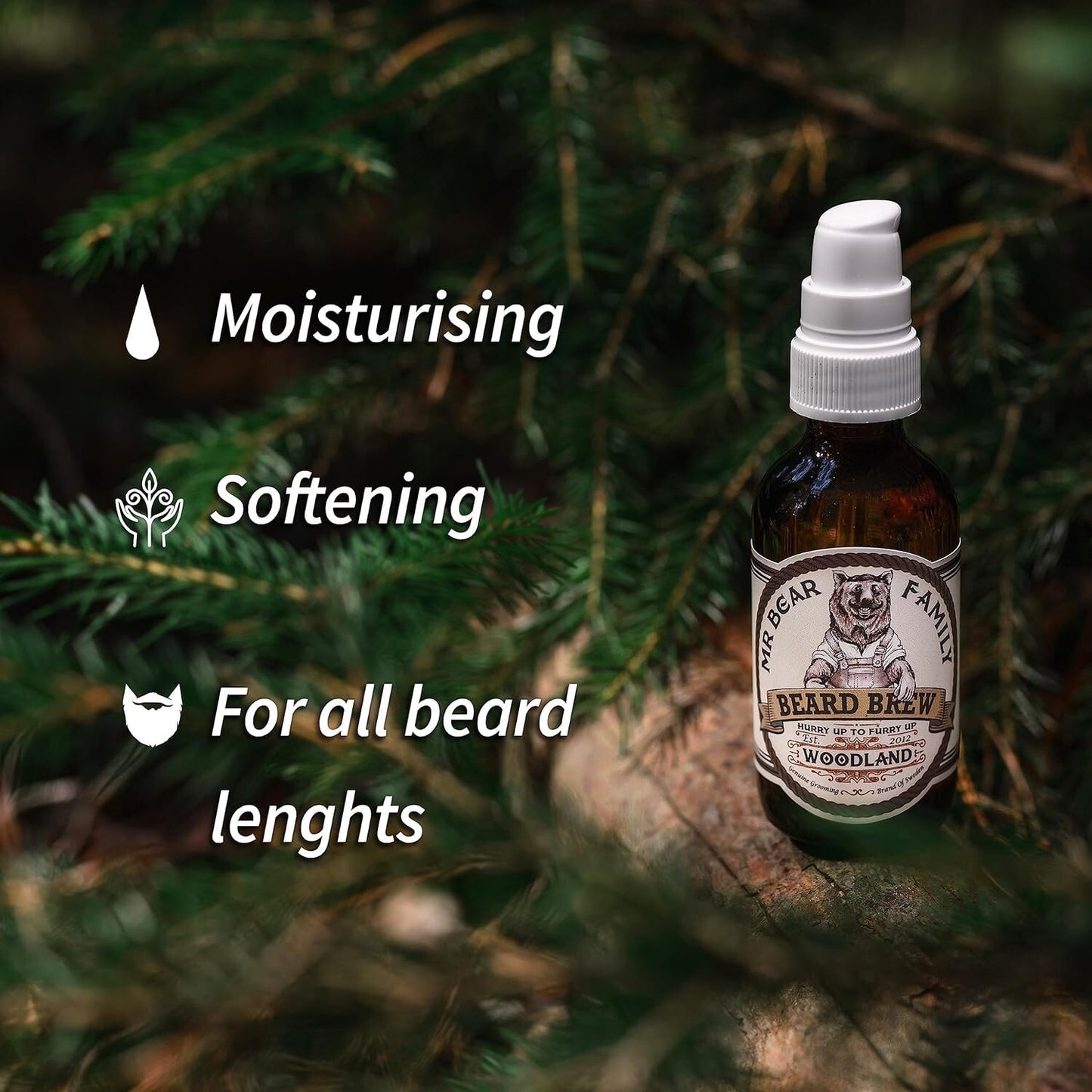 Mr Bear Beard Brew Oil Woodland Hair conditioner Natural Oil 50ml Grooming