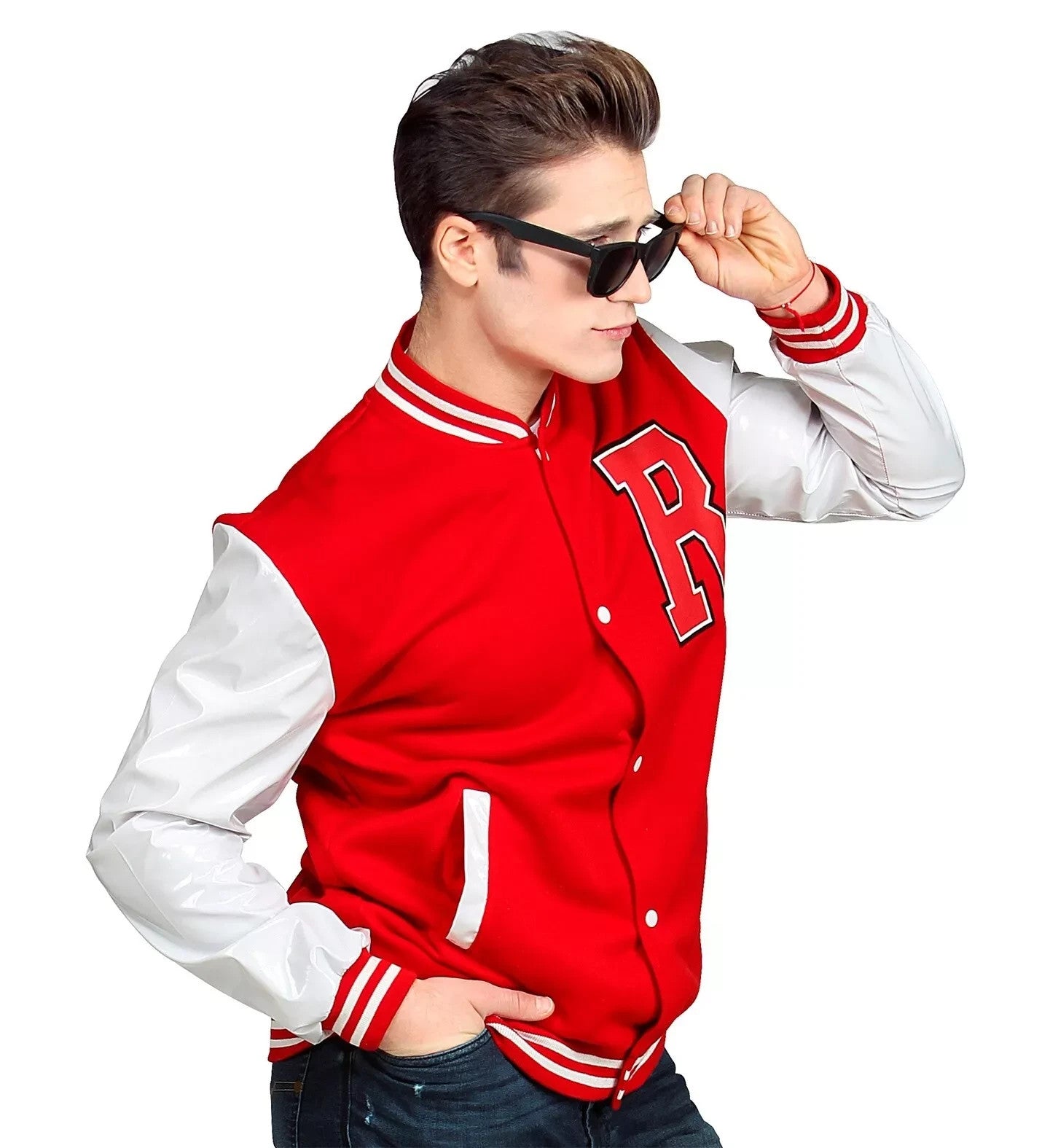Collage Jock Letterman Jacket - Rydell High - Large