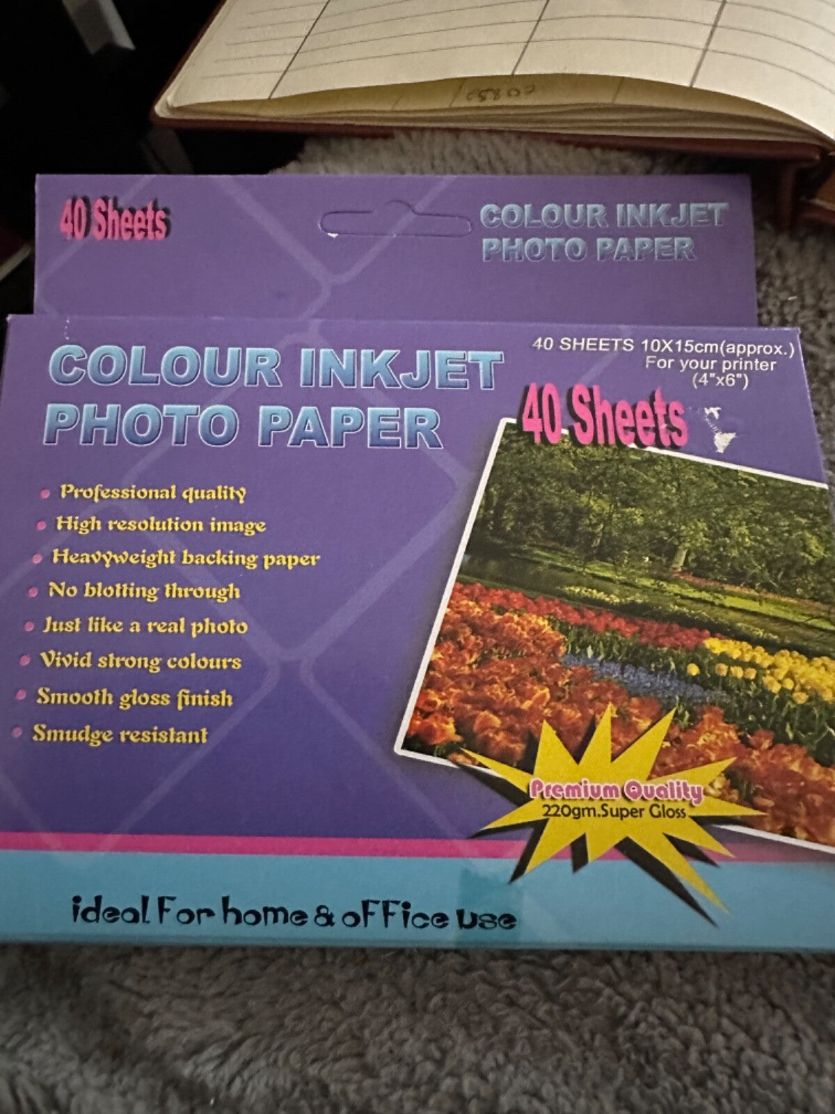 Colour Inkjet Photo Paper Premium Quality Super Gloss 10x15cm 220g/m2 40 Sheets