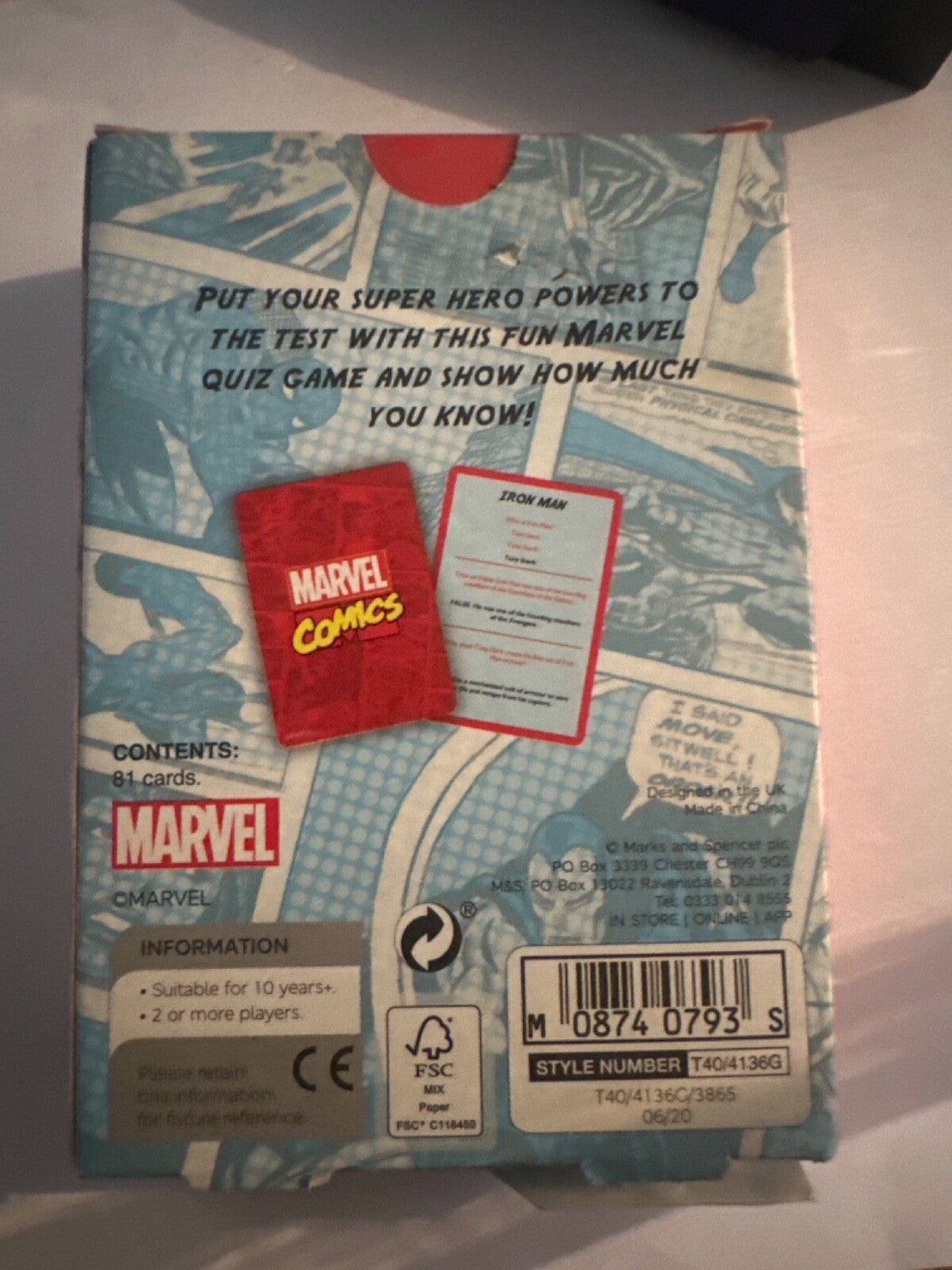 2x Family Card Games. Catchphrase, Marvel Comics Quiz card game