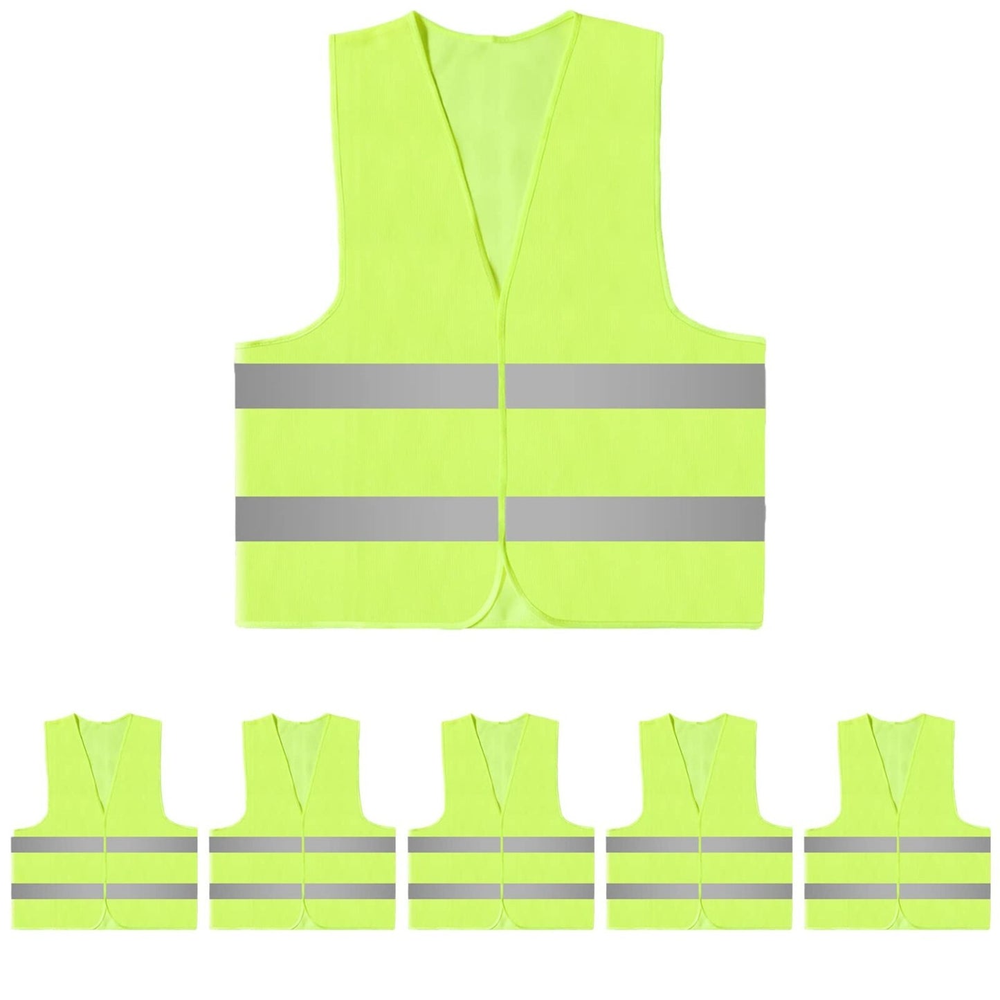 5X Yellow Hi Vis High Viz Visibility Vest Safety Waistcoat Jacket - 5 PACK Large