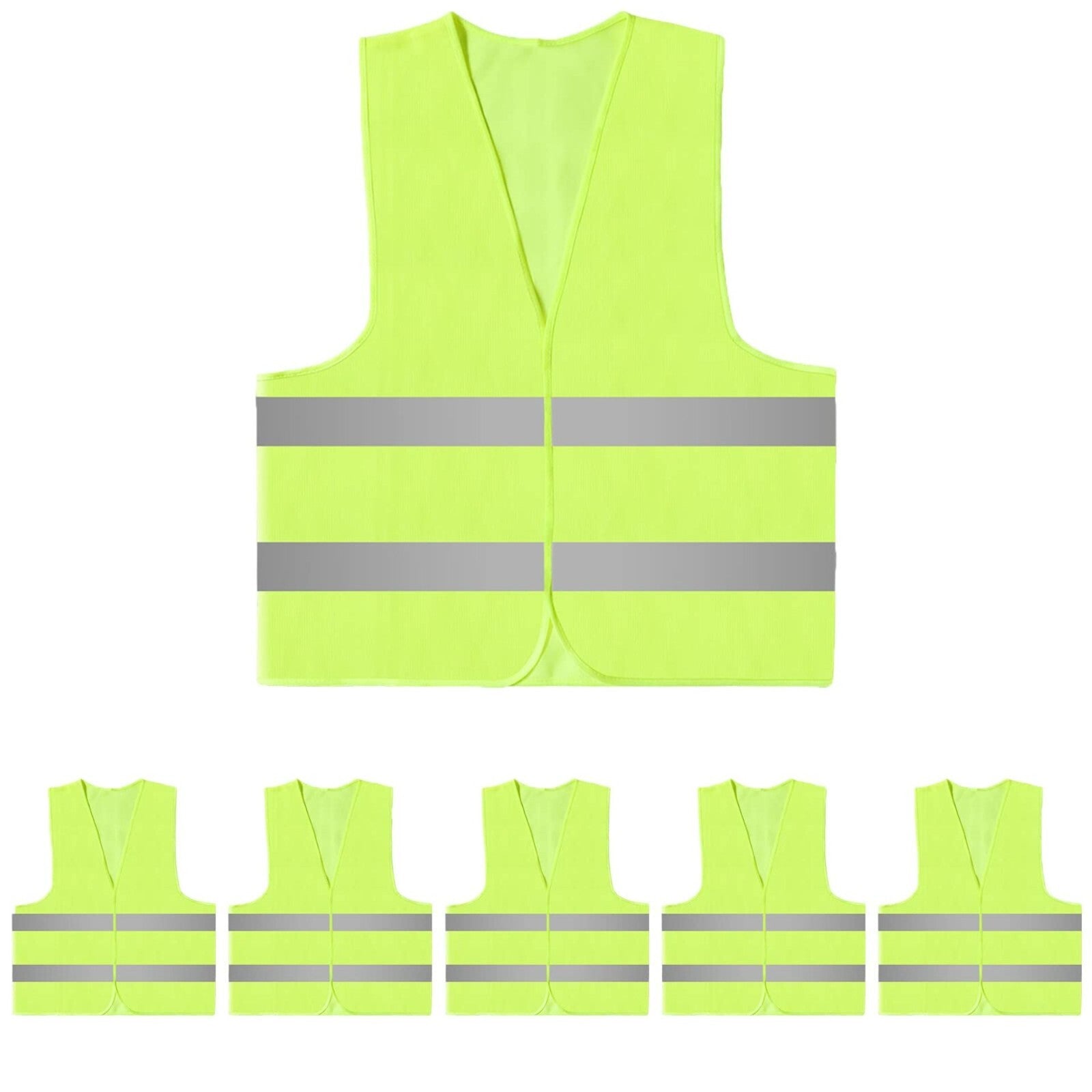 5X Yellow Hi Vis High Viz Visibility Vest Safety Waistcoat Jacket - 5 PACK Large
