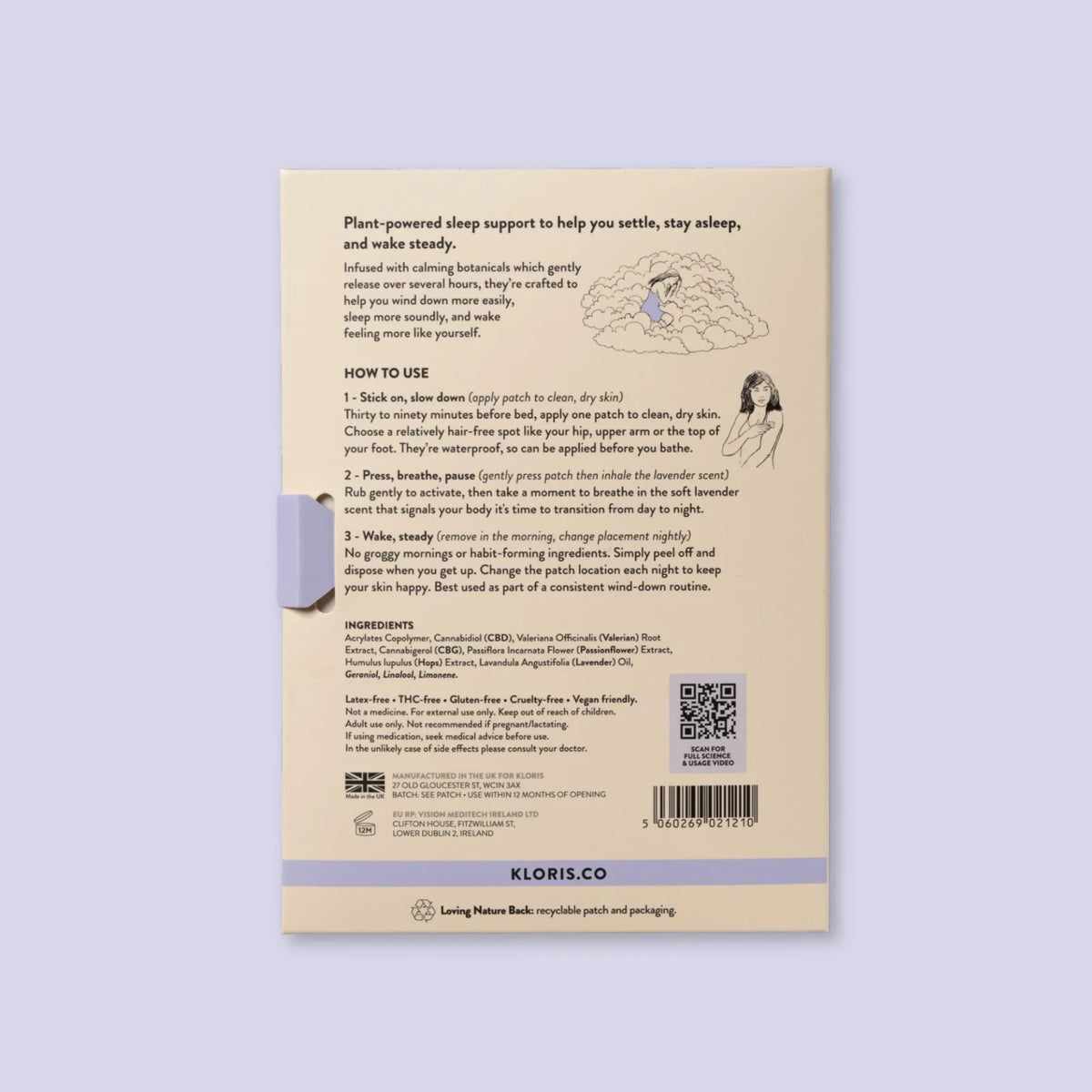 Kloris Sleep Time Patch 10mg - Biodegradable Waterproof - 30 Days