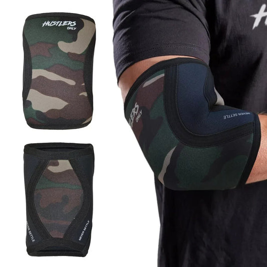 Hustlers Only Elbow Sleeves Weightlifting 5mm Neoprene Compression Elbow Braces