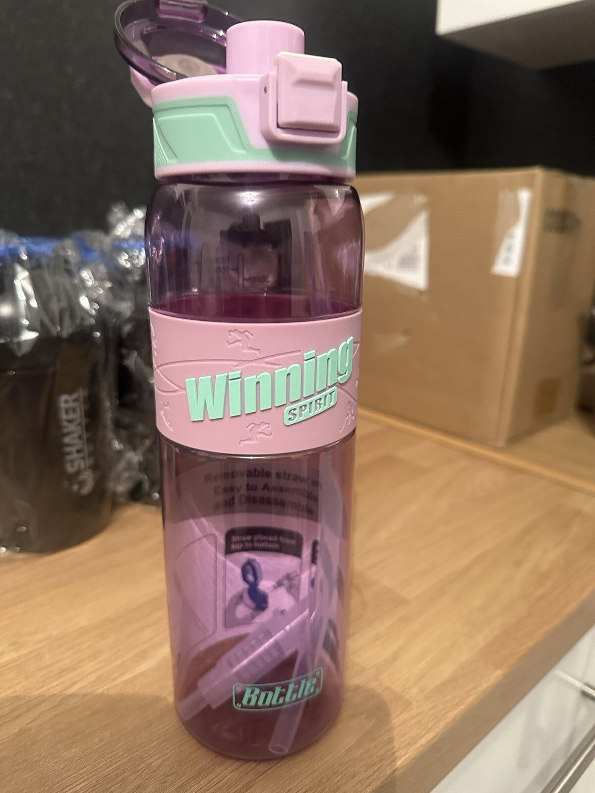 Sports 1 Litre Water Bottle 1000ml BPA Free Leak Proof Flip Lock Lid and straw