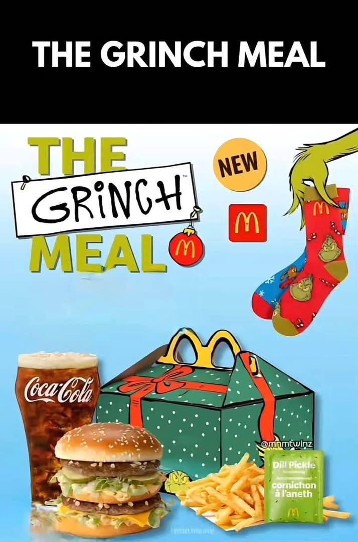 NEW MCDONALDS CHRISTMAS MENU COMING WEDNESDAY 26TH NOVEMBER!! 👀👏🏻🎄  GRINCH EDITION!! 💚